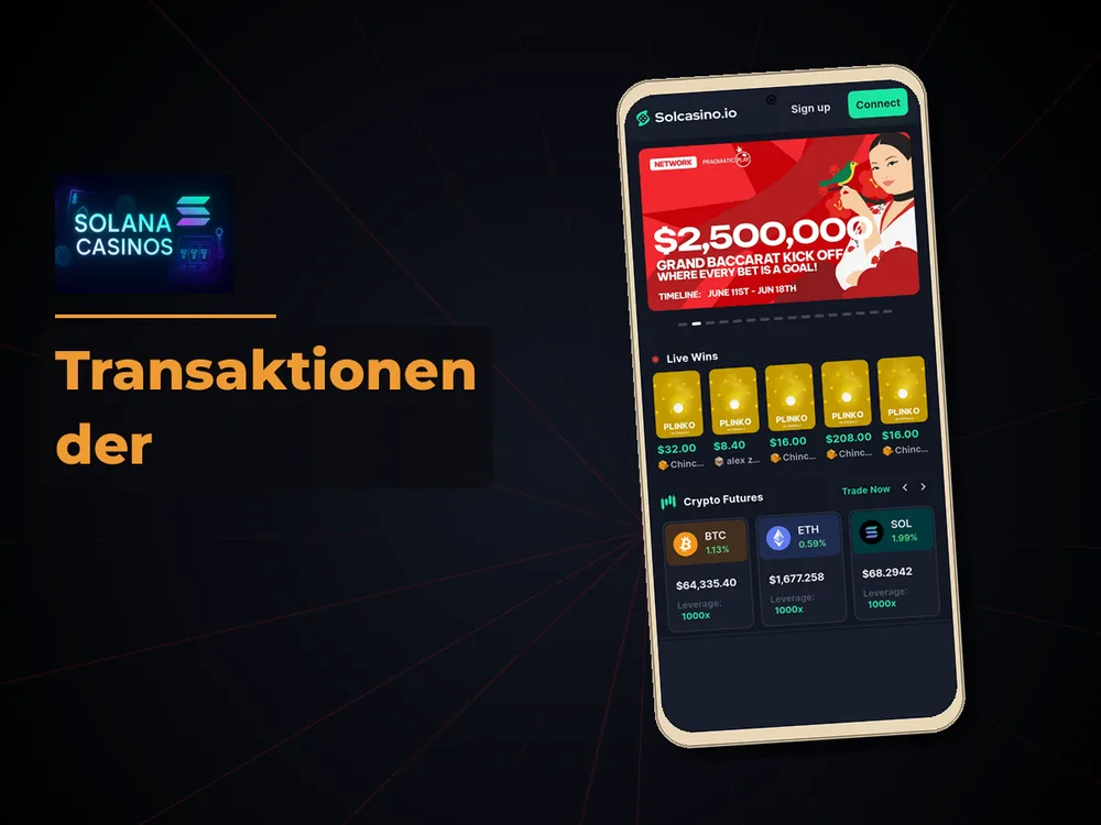 Solana Casino - Transaktionen der