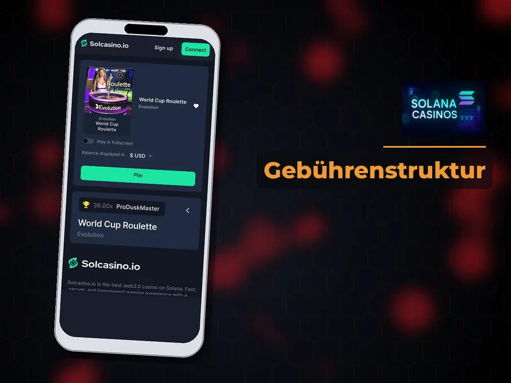 Solana Casino - Gebührenstruktur