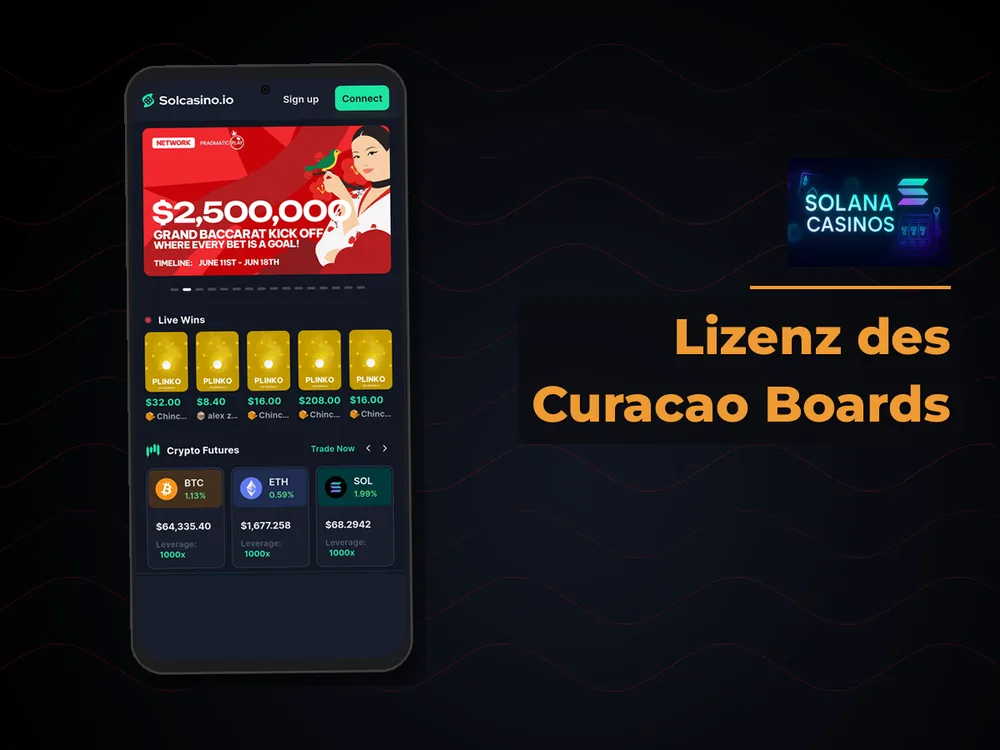 Solana Casino - Lizenz des Curacao Boards