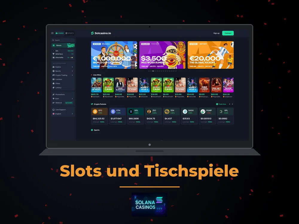 Solana Casino - Slots und Tischspiele