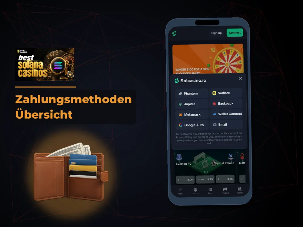 Solana Casino - Zahlungsmethoden Übersicht