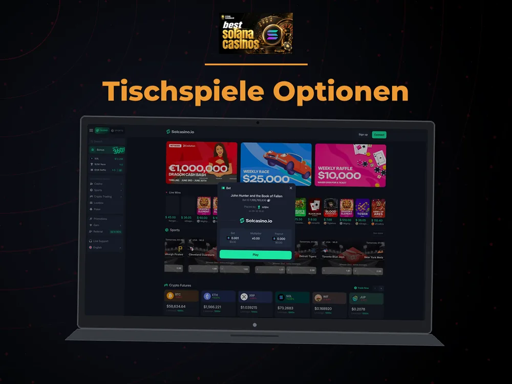 Solana Casino - Tischspiele Optionen