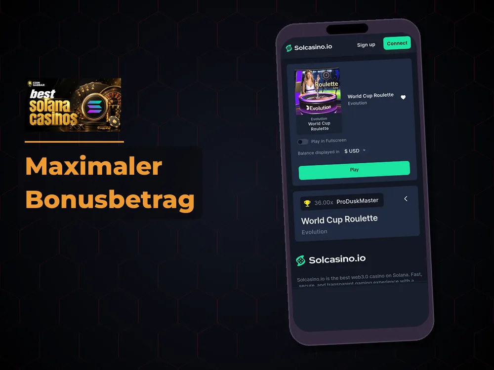 Solana Casino - Maximaler Bonusbetrag