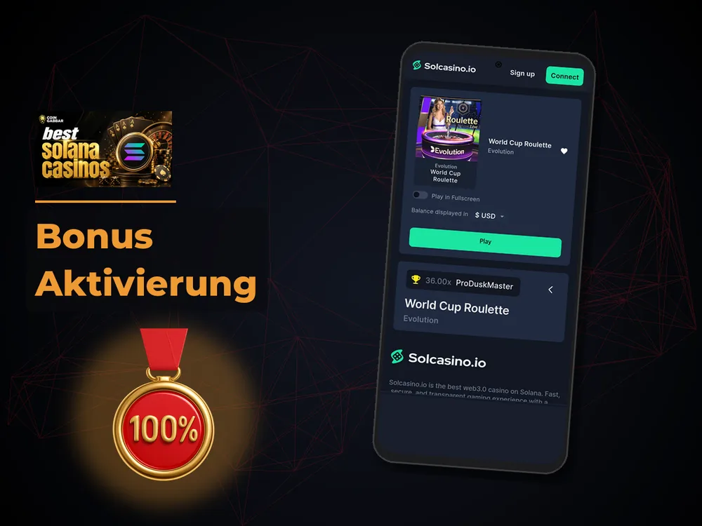 Solana Casino - Bonus Aktivierung