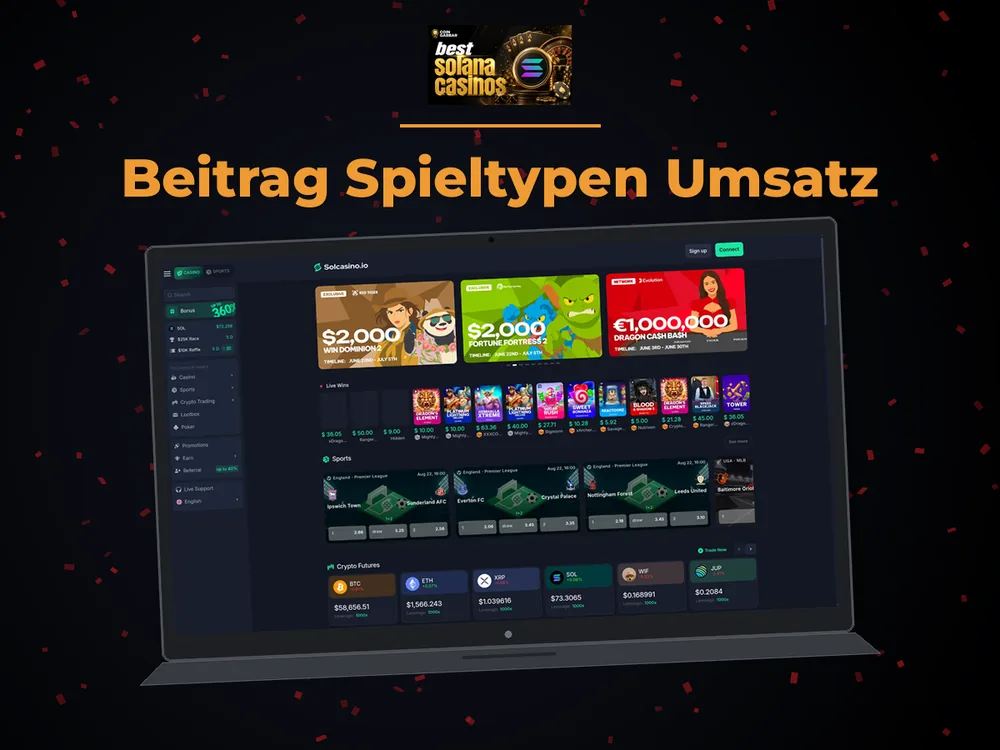 Solana Casino - Beitrag Spieltypen Umsatz