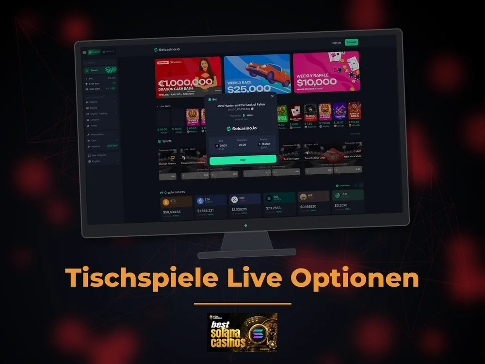 Solana Casino - Tischspiele Live Optionen