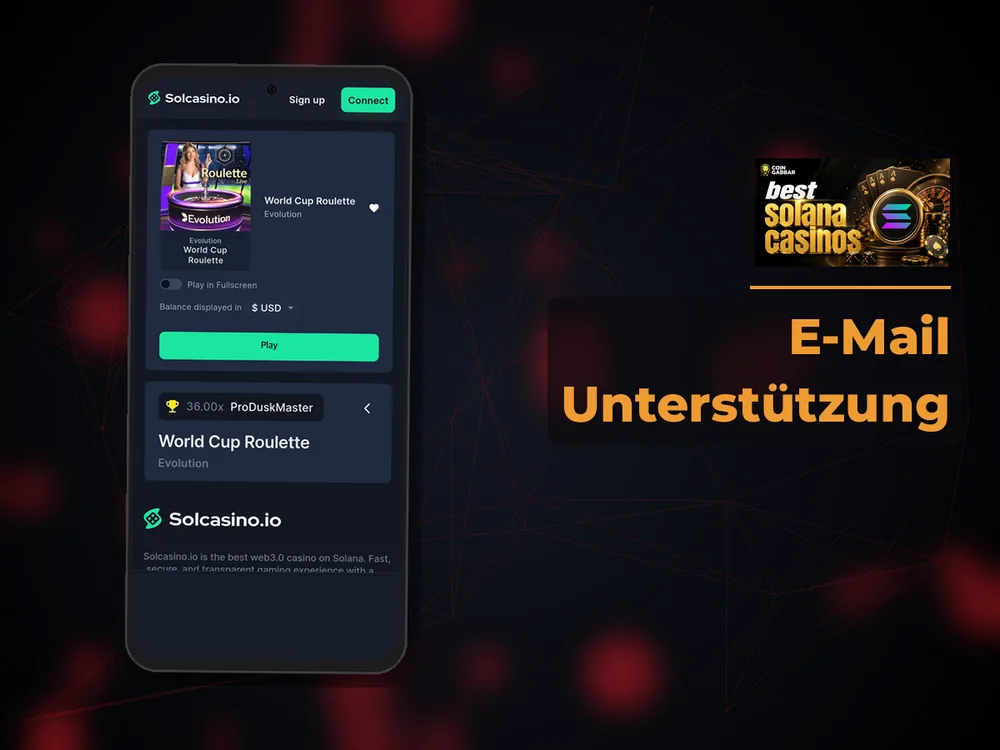 Solana Casino - E-Mail Unterstützung