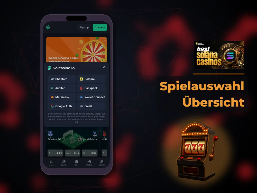 Solana Casino - Spielauswahl Übersicht