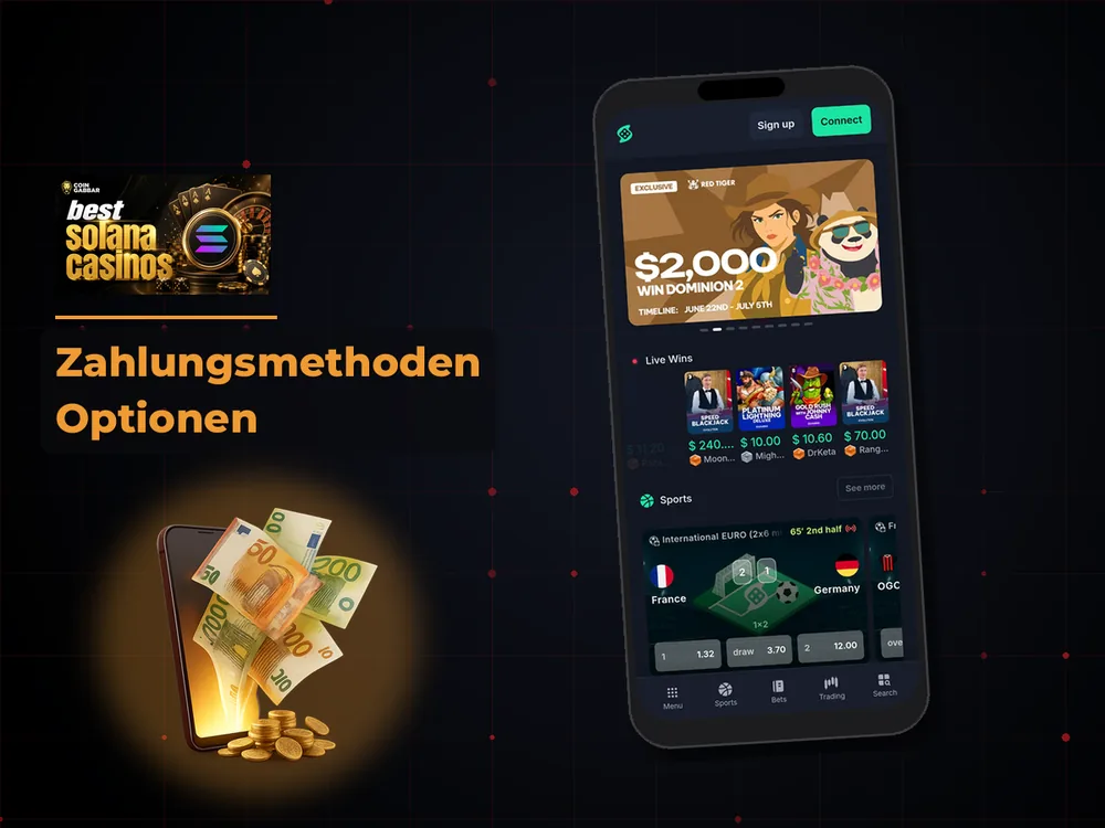 Solana Casino - Zahlungsmethoden Optionen