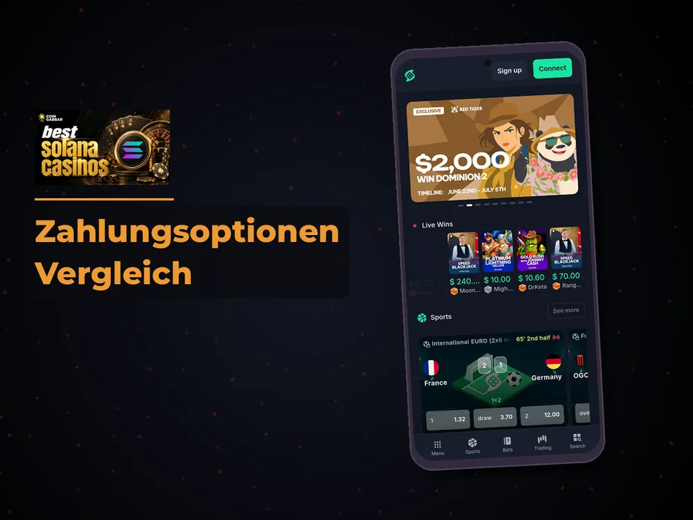 Solana Casino - Zahlungsoptionen Vergleich