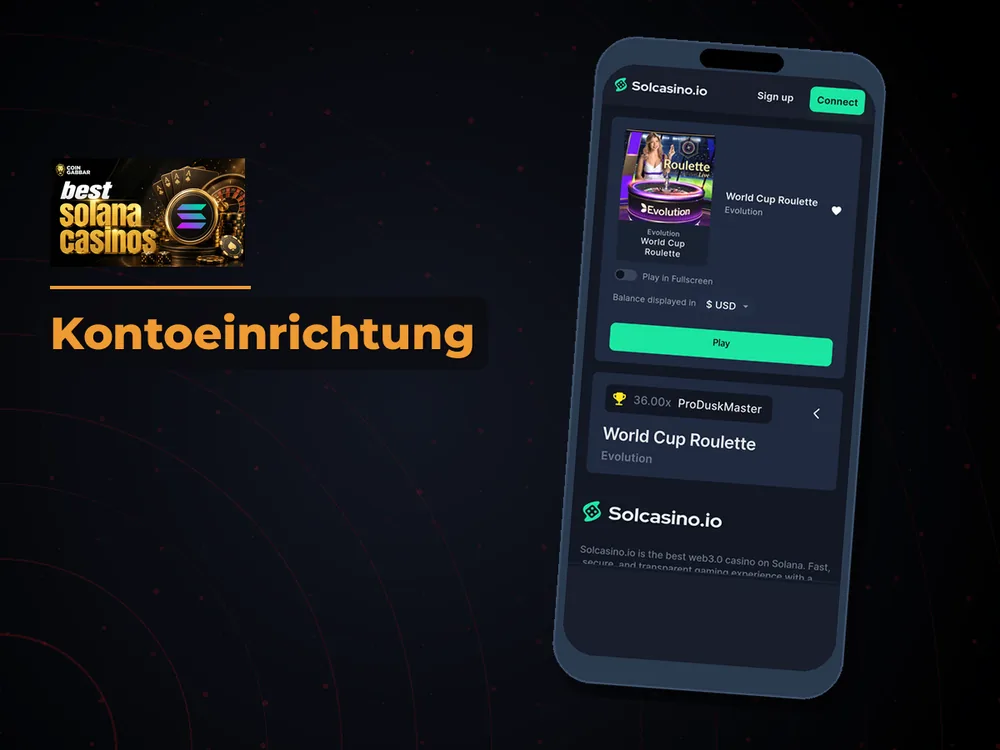 Solana Casino - Kontoeinrichtung