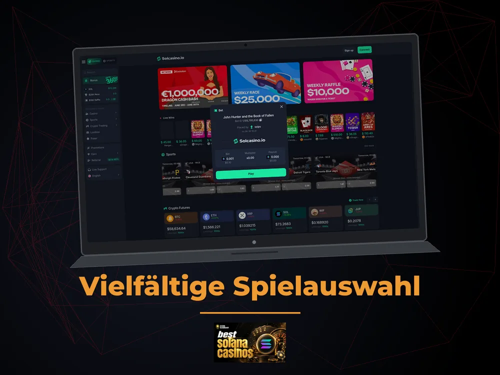 Solana Casino - Vielfältige Spielauswahl