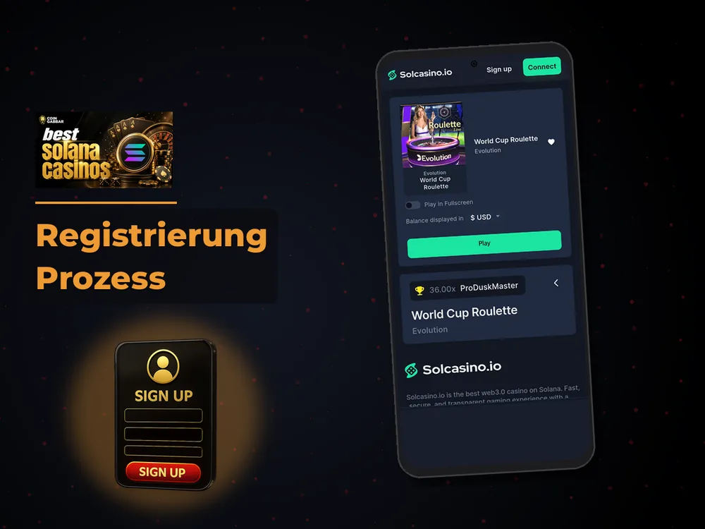 Solana Casino - Registrierung Prozess