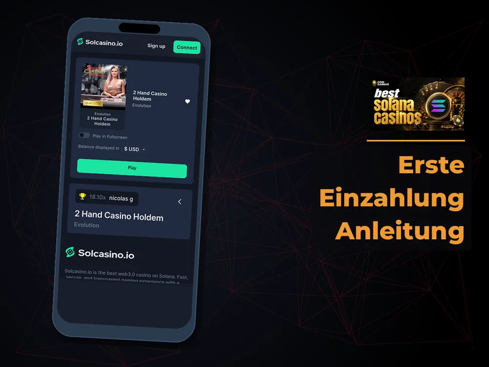 Solana Casino - Erste Einzahlung Anleitung