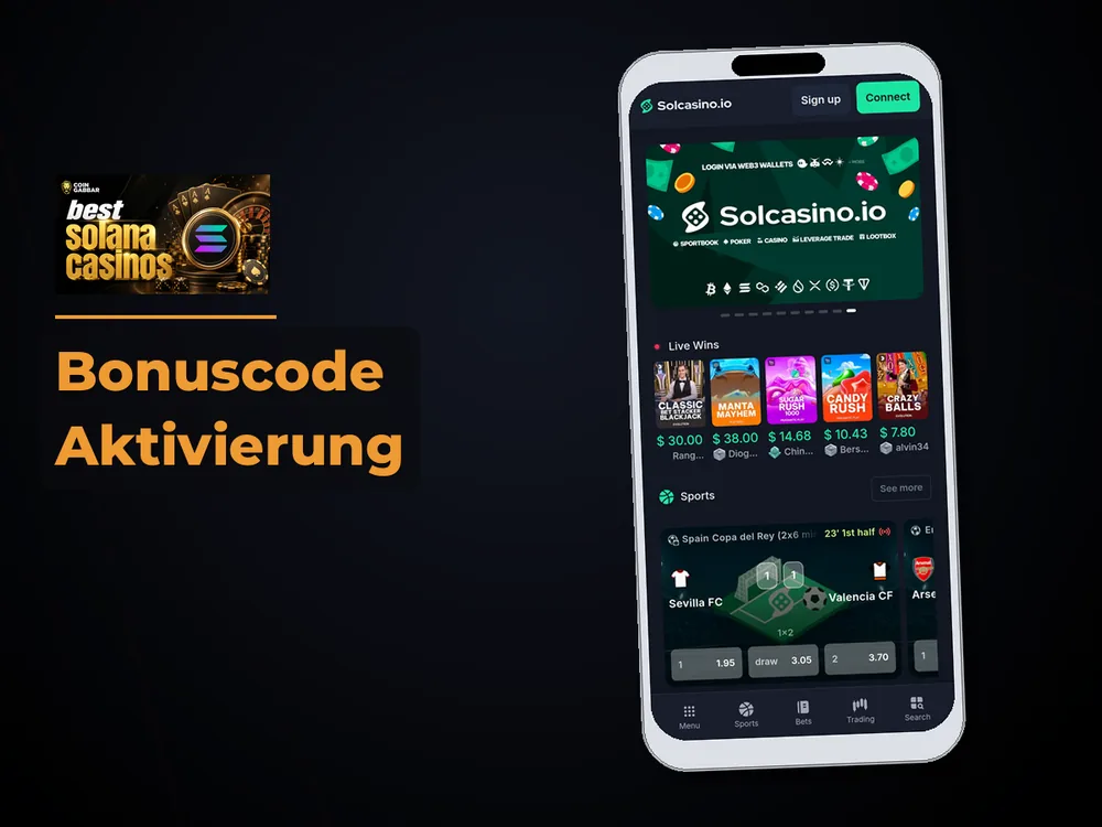 Solana Casino - Bonuscode Aktivierung