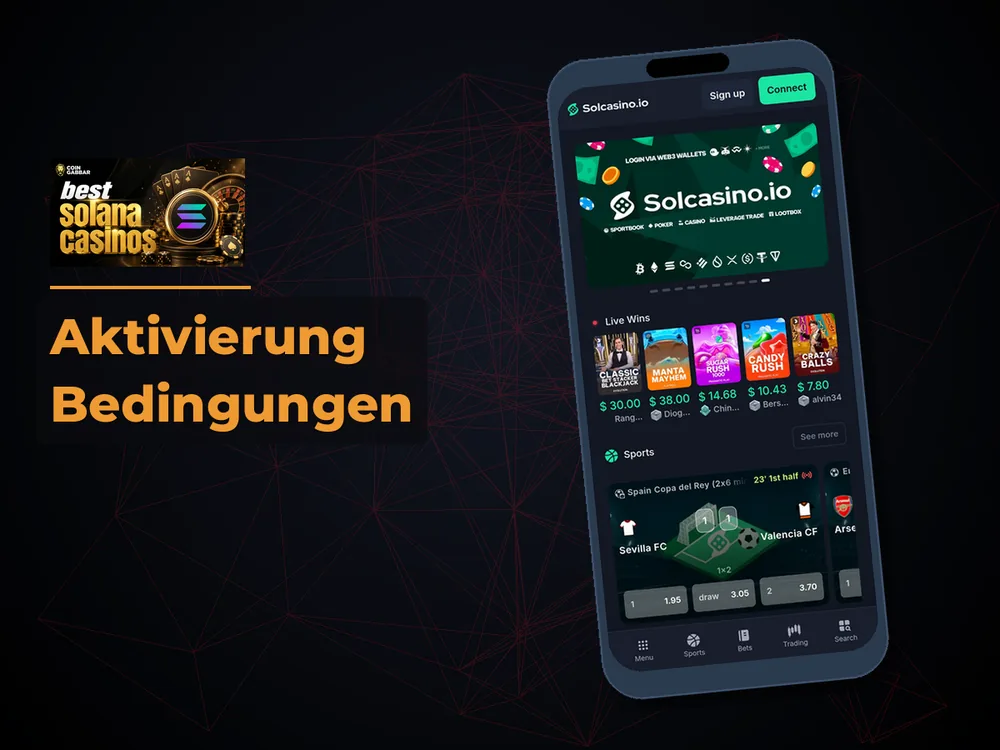 Solana Casino - Aktivierung Bedingungen