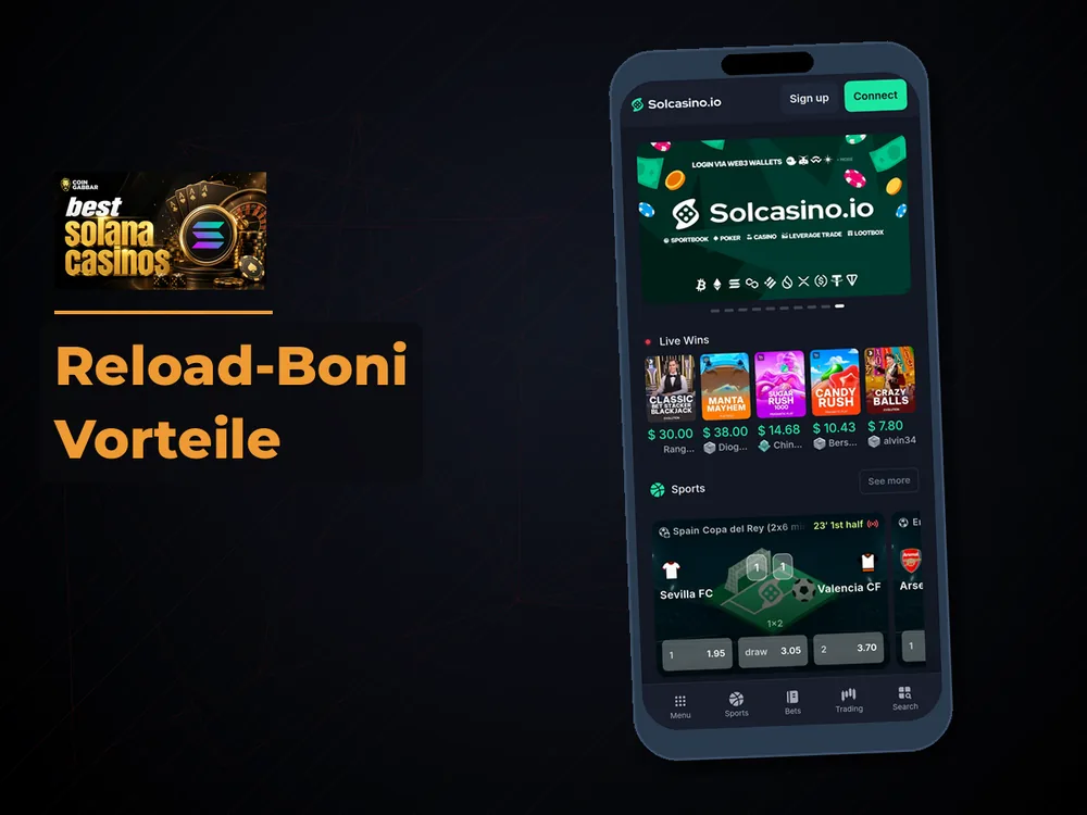 Solana Casino - Reload-Boni Vorteile