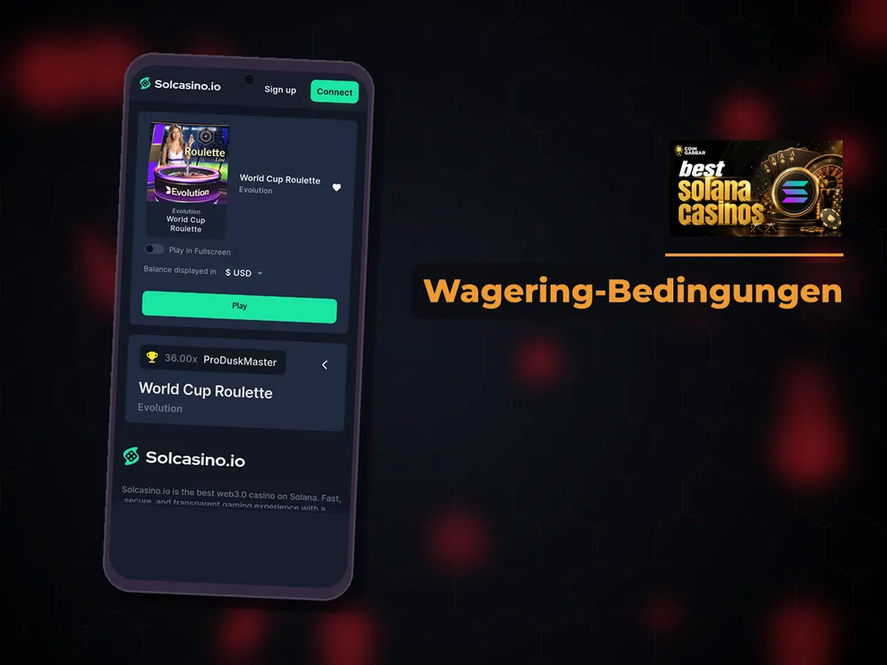 Solana Casino - Wagering-Bedingungen