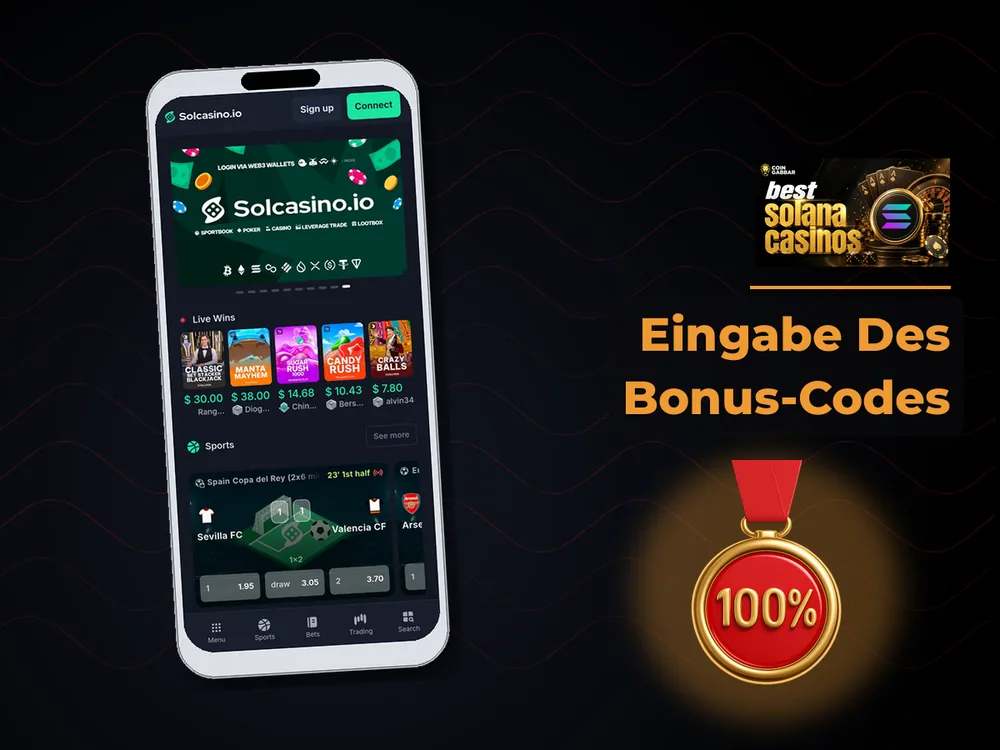 Solana Casino - Eingabe Des Bonus-Codes