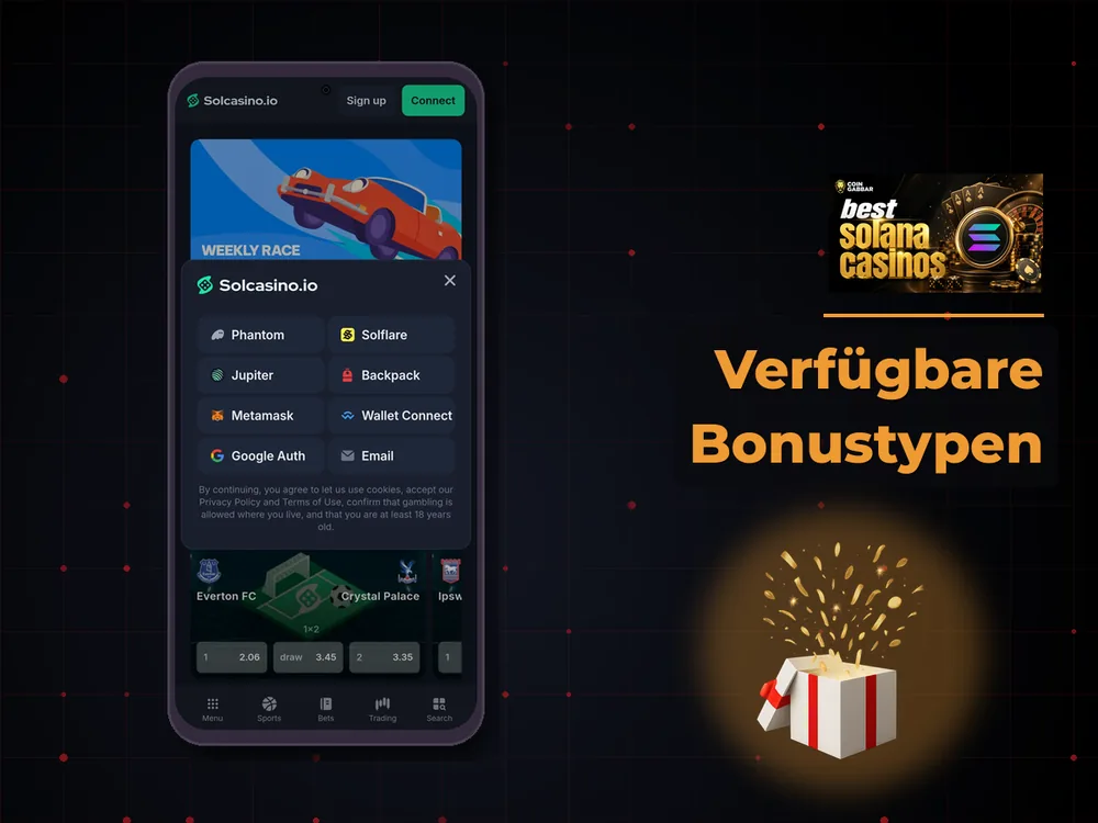 Solana Casino - Verfügbare Bonustypen