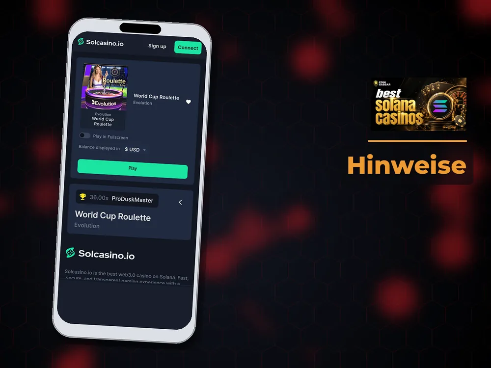 Solana Casino - Hinweise