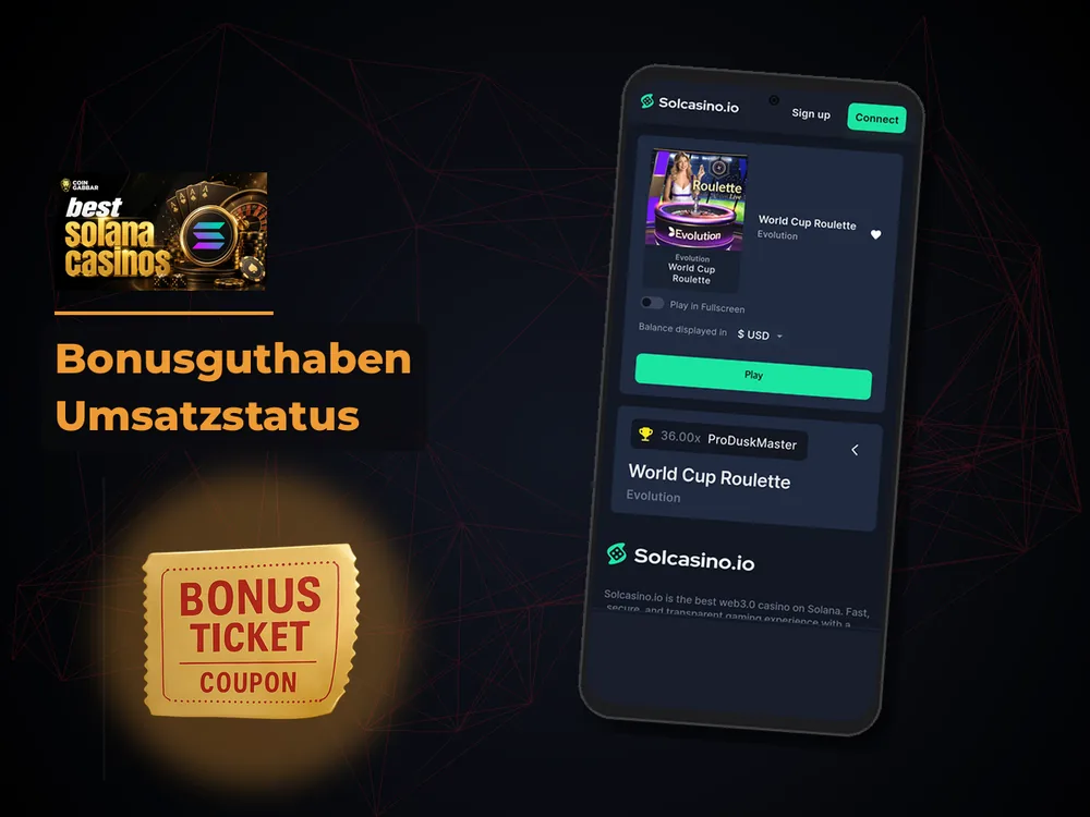 Solana Casino - Bonusguthaben Umsatzstatus