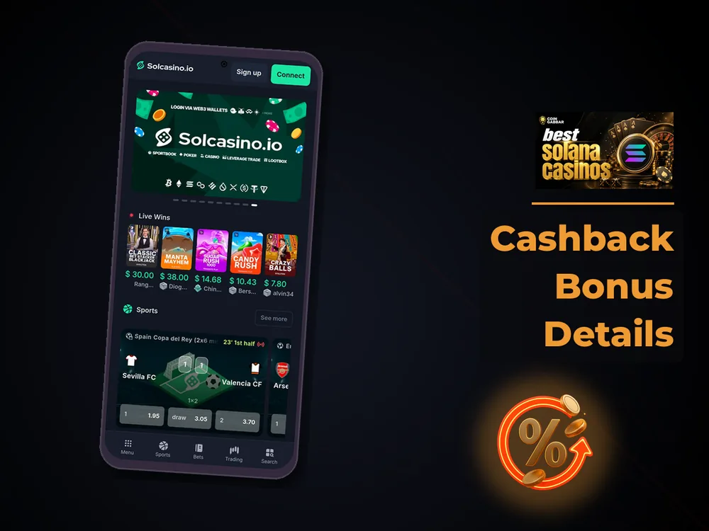 Solana Casino - Cashback Bonus Details
