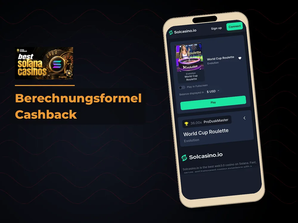 Solana Casino - Berechnungsformel Cashback