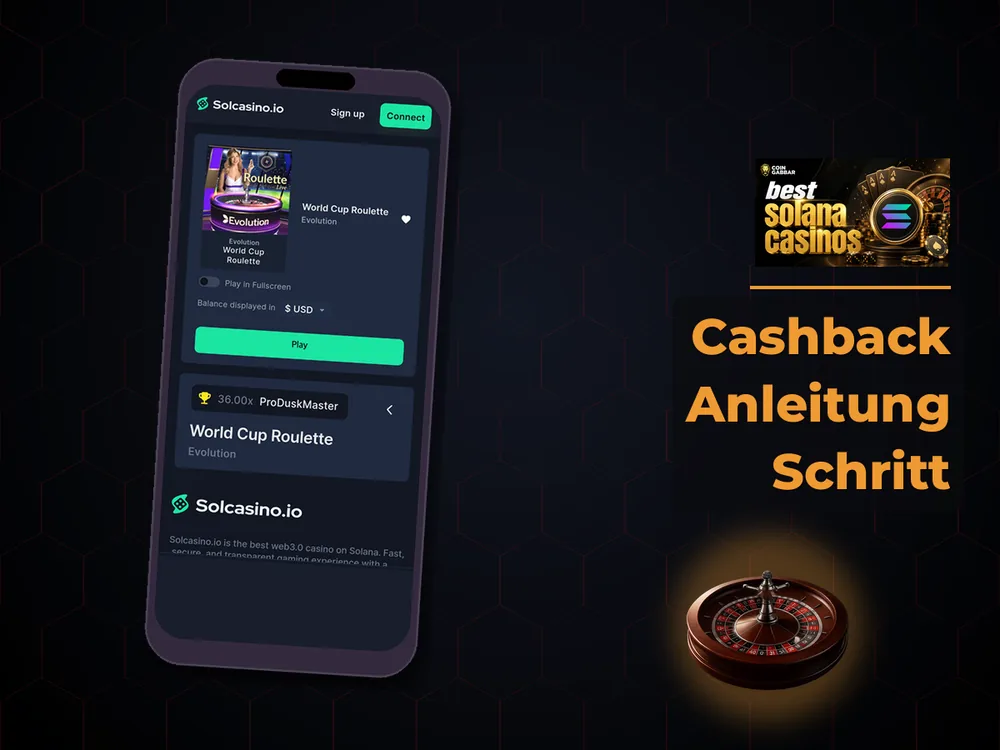 Solana Casino - Cashback Anleitung Schritt