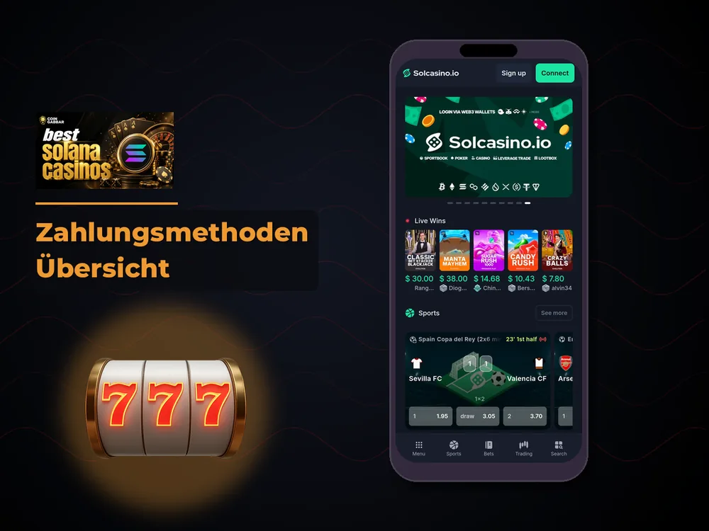 Solana Casino - Zahlungsmethoden Übersicht
