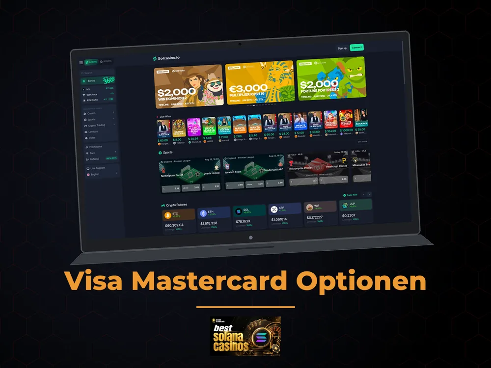 Solana Casino - Visa Mastercard Optionen