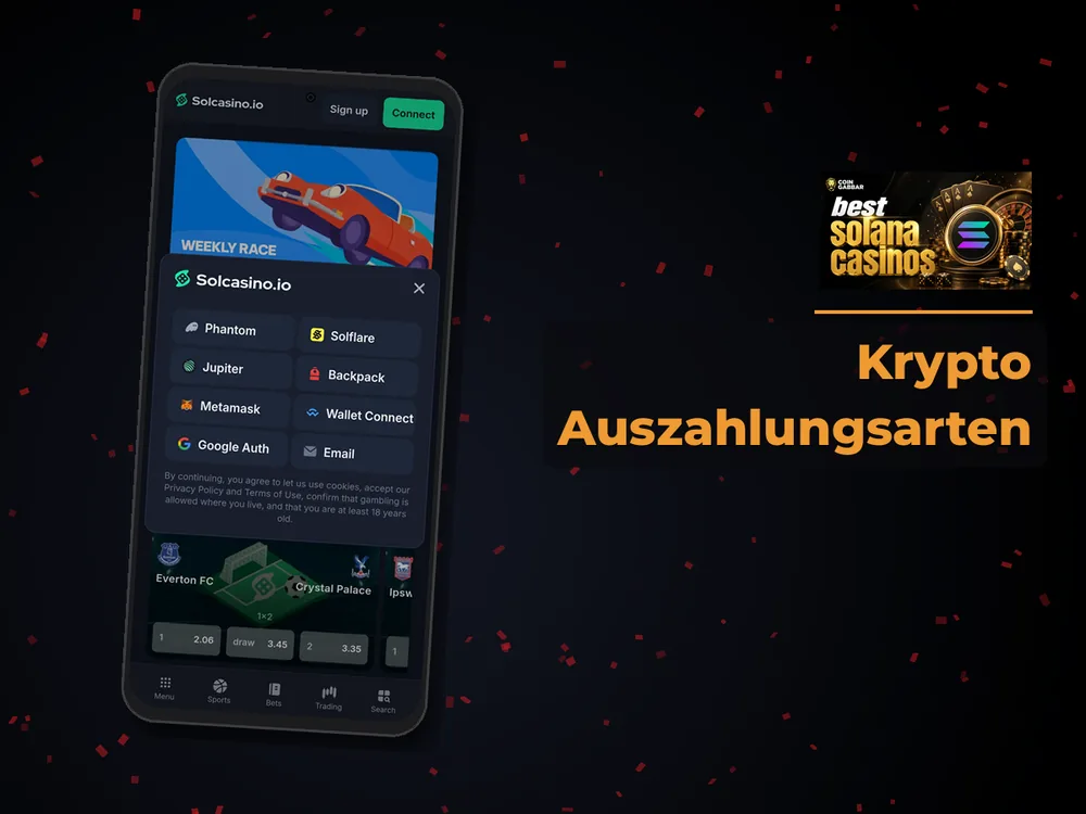 Solana Casino - Krypto Auszahlungsarten