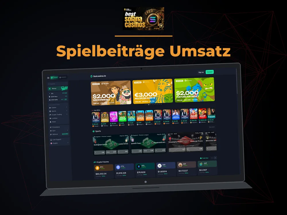 Solana Casino - Spielbeiträge Umsatz