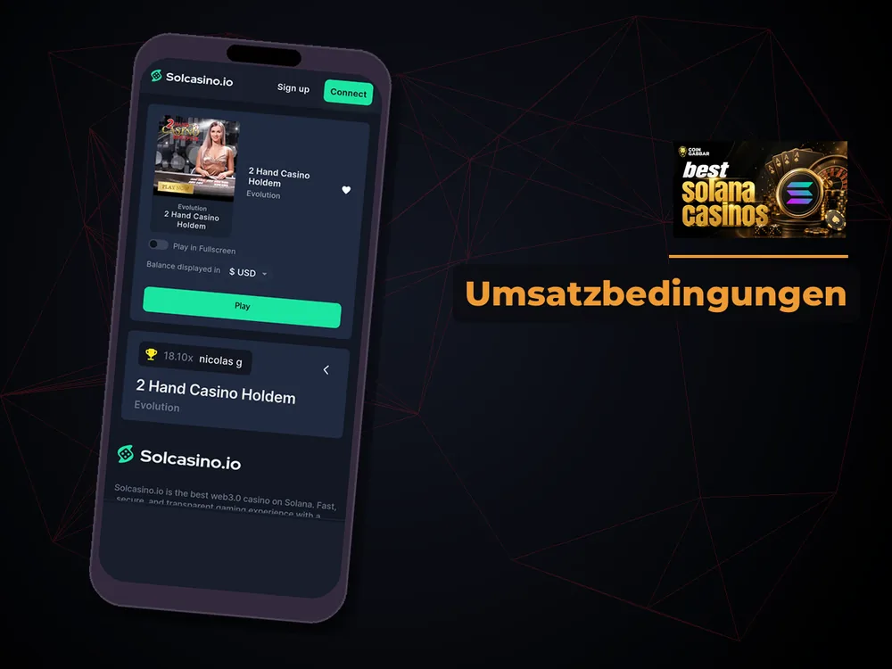 Solana Casino - Umsatzbedingungen