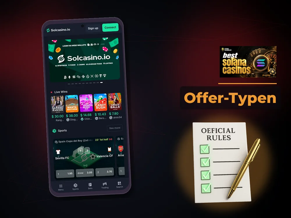 Solana Casino - Offer-Typen
