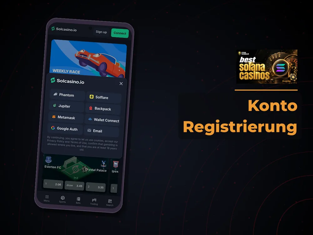 Solana Casino - Konto Registrierung