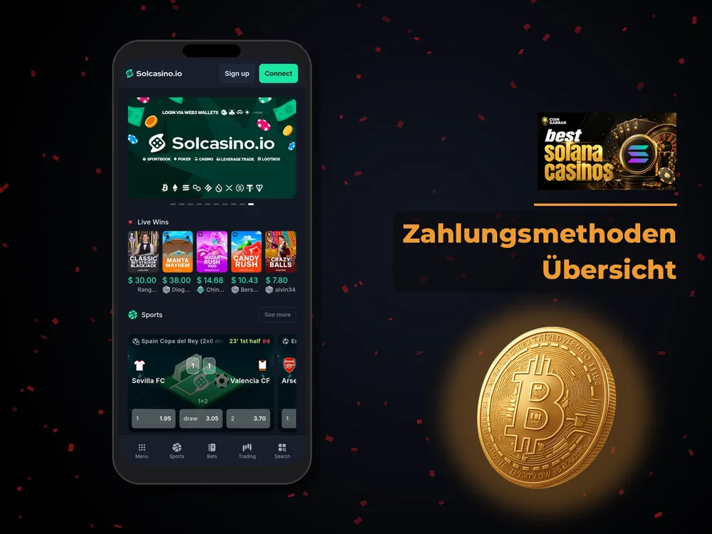 Solana Casino - Zahlungsmethoden Übersicht