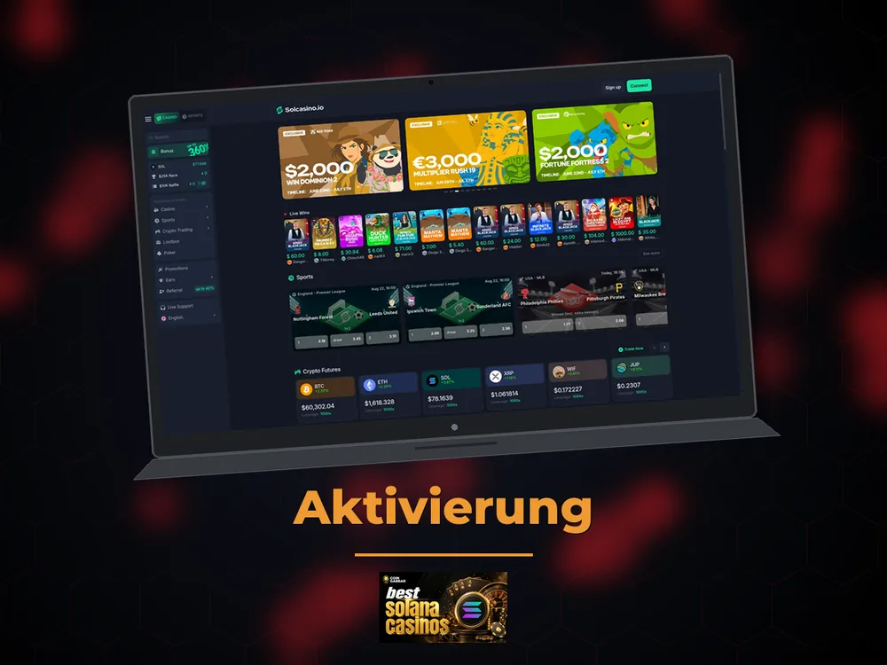 Solana Casino - Aktivierung