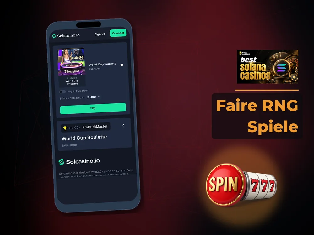 Solana Casino - Faire RNG Spiele