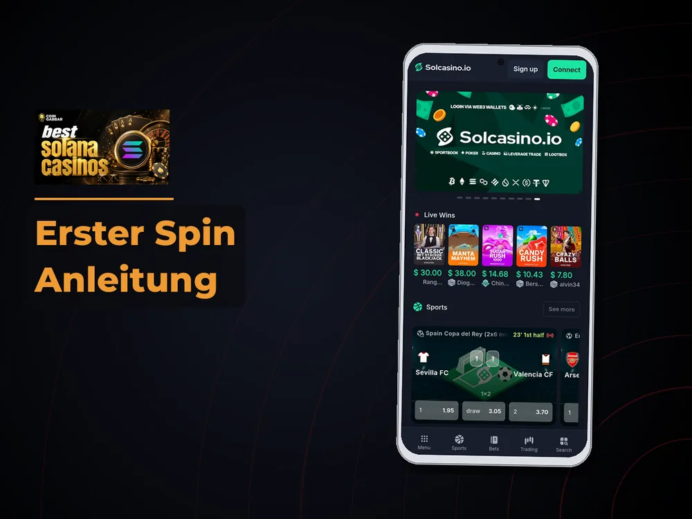 Solana Casino - Erster Spin Anleitung