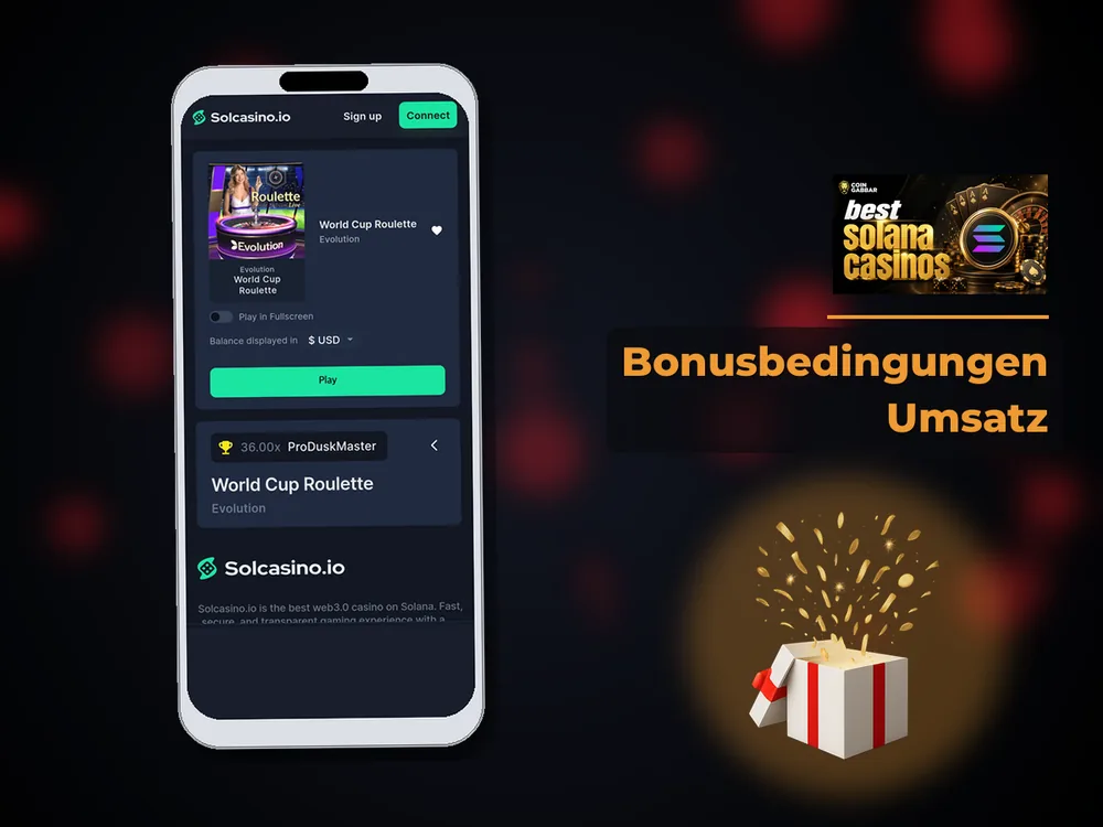 Solana Casino - Bonusbedingungen Umsatz