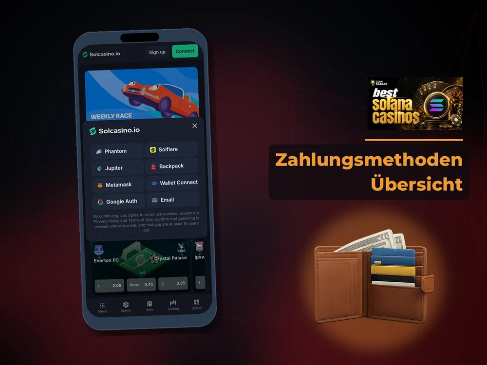 Solana Casino - Zahlungsmethoden Übersicht