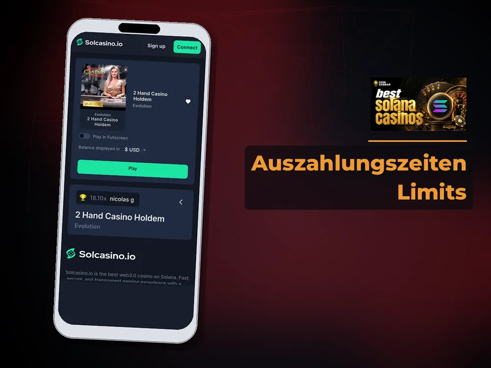 Solana Casino - Auszahlungszeiten Limits