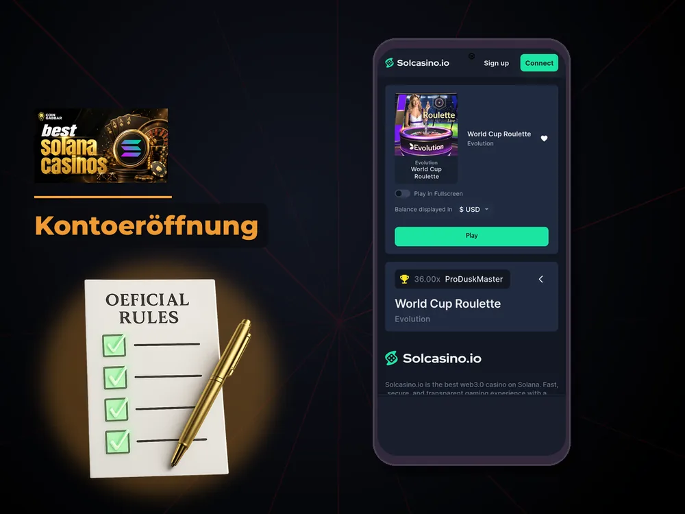 Solana Casino - Kontoeröffnung