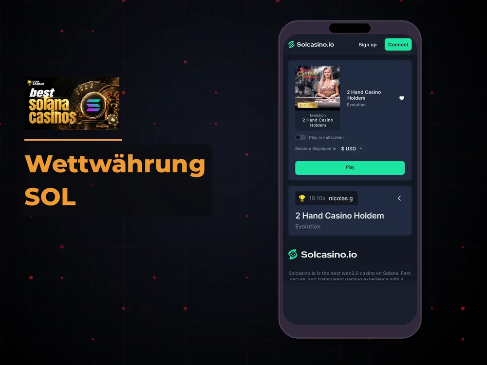 Solana Casino - Wettwährung SOL