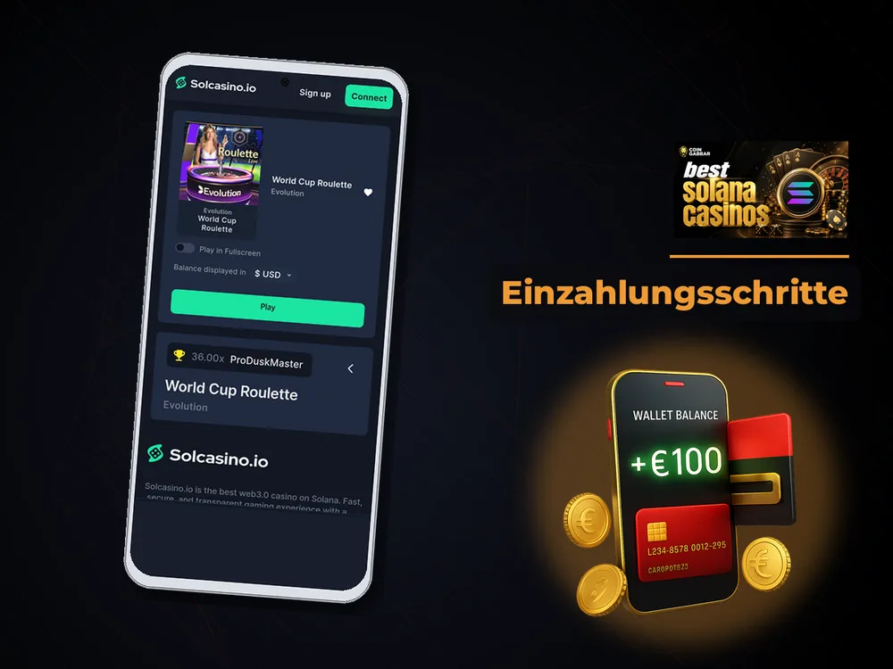 Solana Casino - Einzahlungsschritte