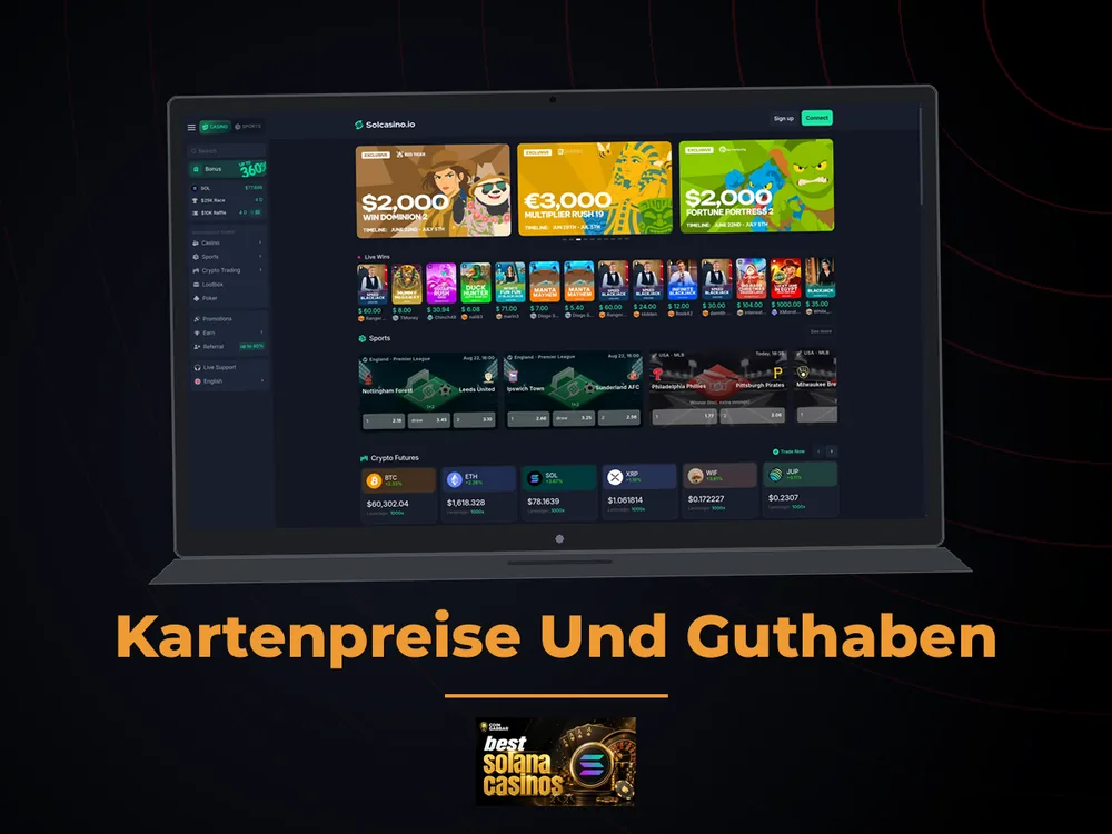 Solana Casino - Kartenpreise Und Guthaben