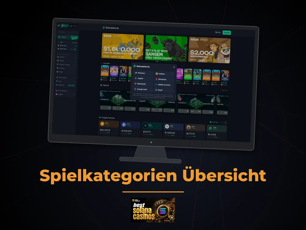 Solana Casino - Spielkategorien Übersicht