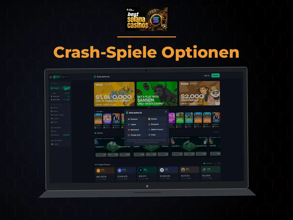 Solana Casino - Crash-Spiele Optionen