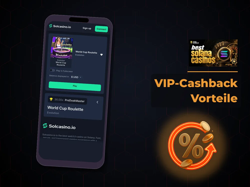 Solana Casino - VIP-Cashback Vorteile